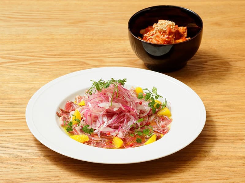 発酵キムチ ラムのカルパッチョ〜オレンジ風味〜